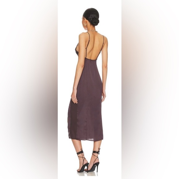 FREE PEOPLE City Cool Midi Slip Dress in Chocolate Merlot (NWT) Gorgeous! - Picture 2 of 5